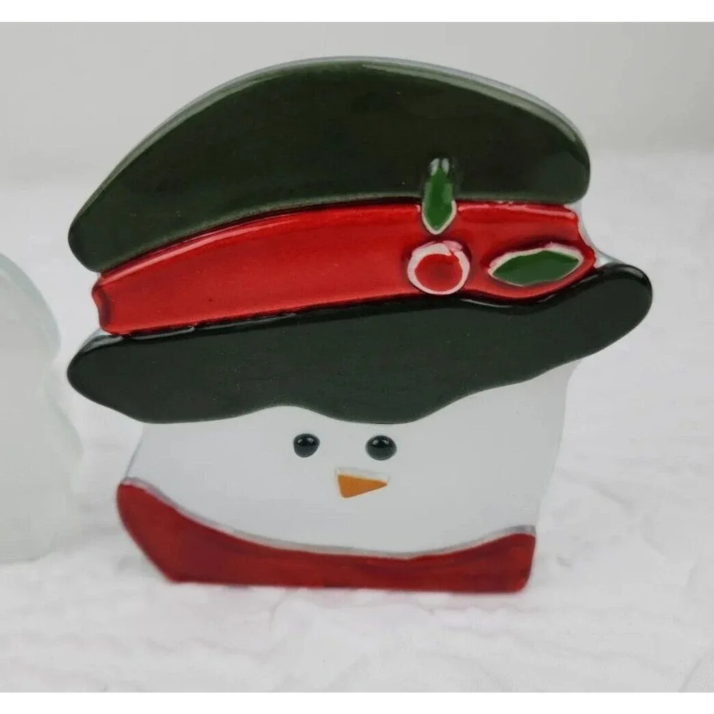 Partylite Santa & Snowman Tealight‎  Holder Glass Holiday Christmas - Picture 2 of 5
